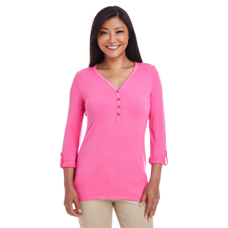 Devon & Jones Ladies' Perfect Fit™ Y-Placket Convertible Sleeve Knit Top 6