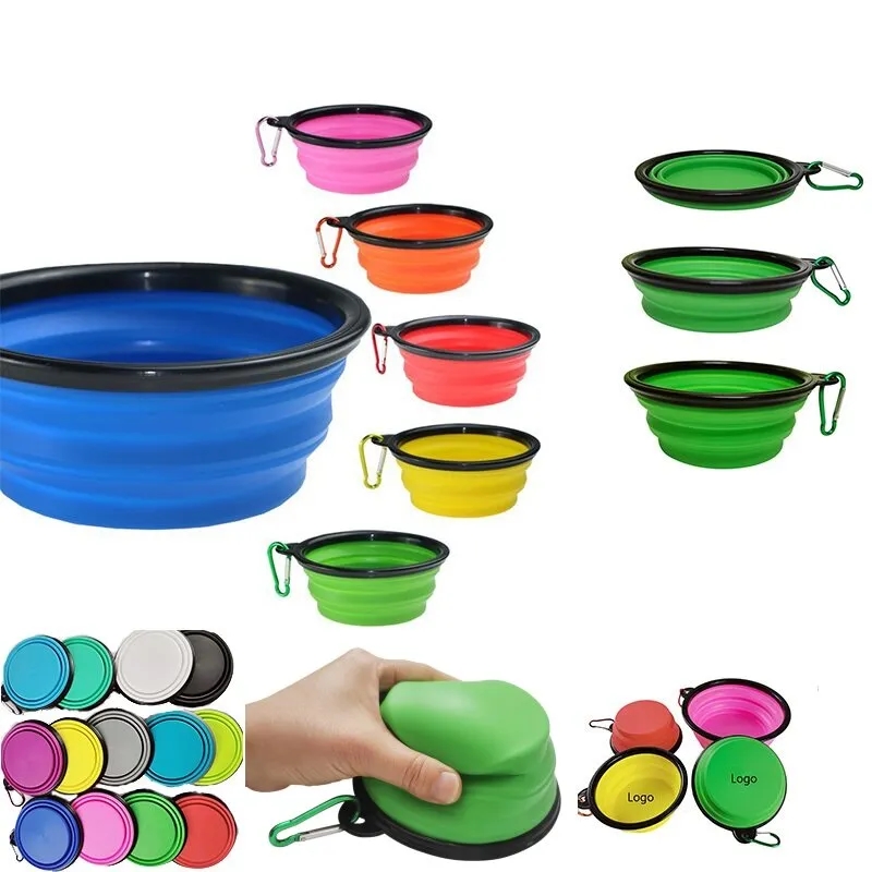 Folding Dog Bowls with Carabiner 1