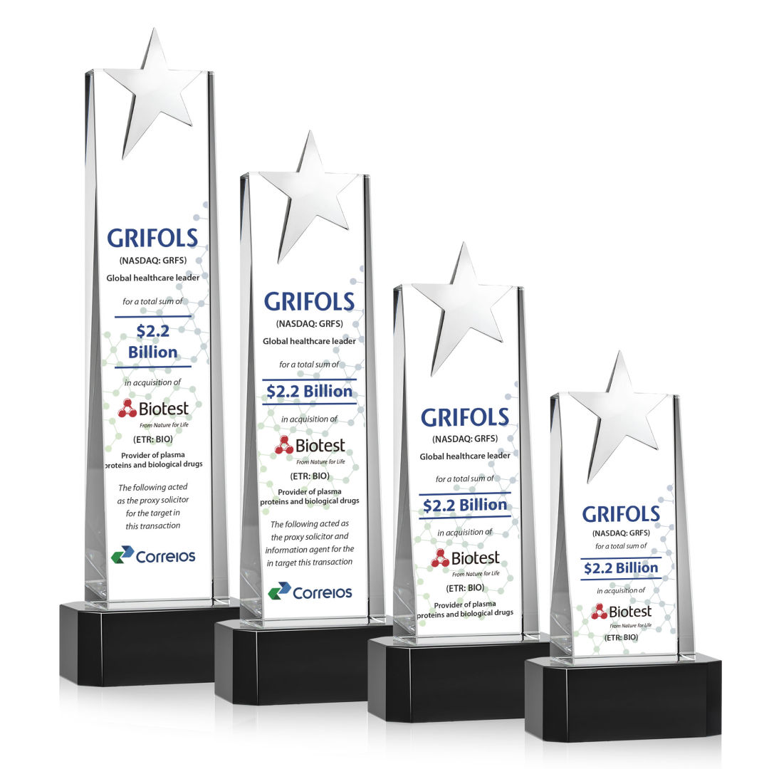 Fanshaw Silver Star VividPrint™ Award On Base - Black 5
