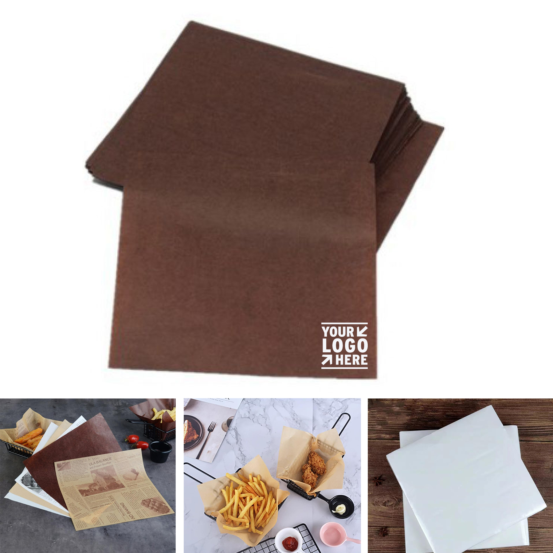 8.6 x 8.6 Inch Food Wax Basket Liner Picnic Paper Greaseproof Deli Wrapping Sheet 2