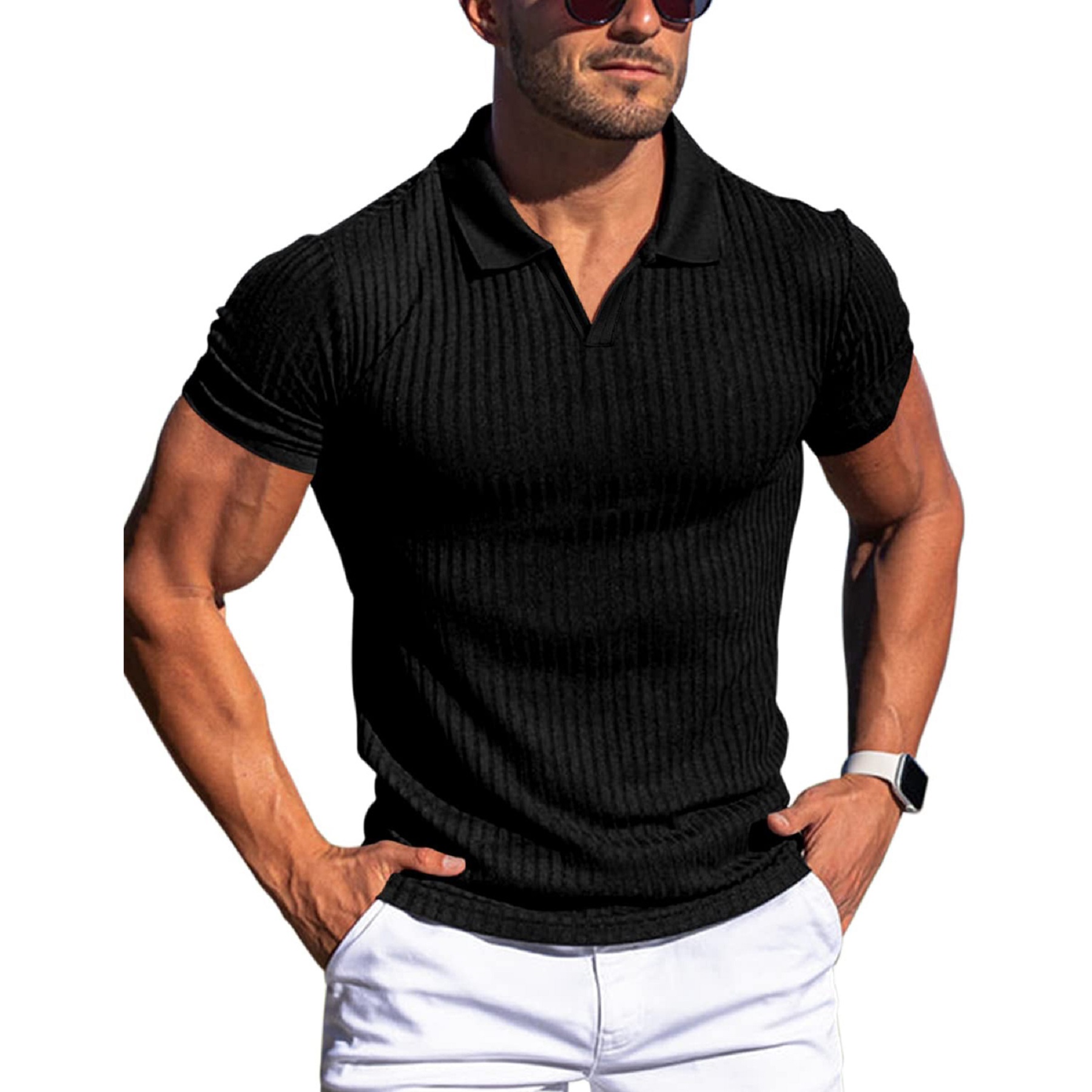 Polo Shirts for Men Short Sleeve Slim Fit Shirts Casual Stretch 11