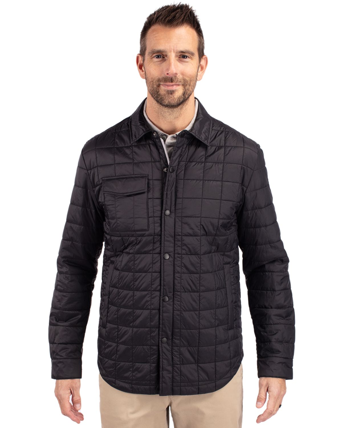 Cutter & Buck Rainier Recycled Insulated Puffer Mens Big & Tall Full Zip Shirt Jacket Big & Tall 10