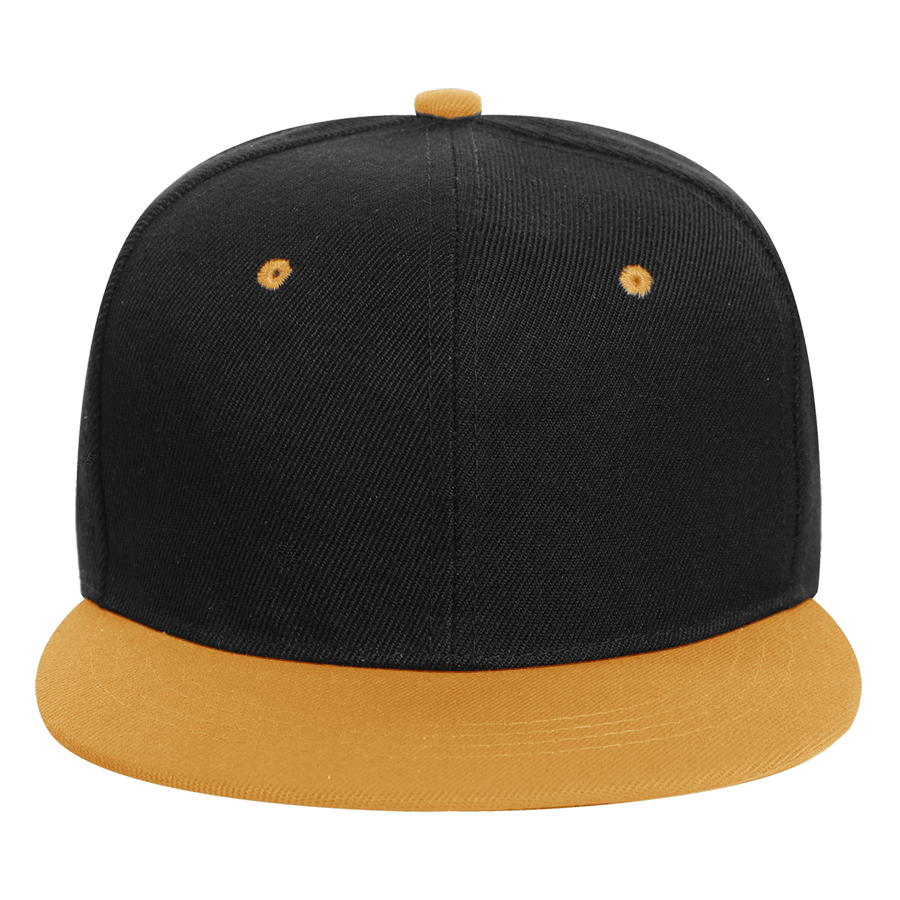 Stock 2-Tone Polyester 6 Panel Cap, Flat Visor, Snapback 3
