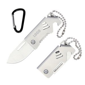 Compact Folding Metal Knife With Carabiner 1