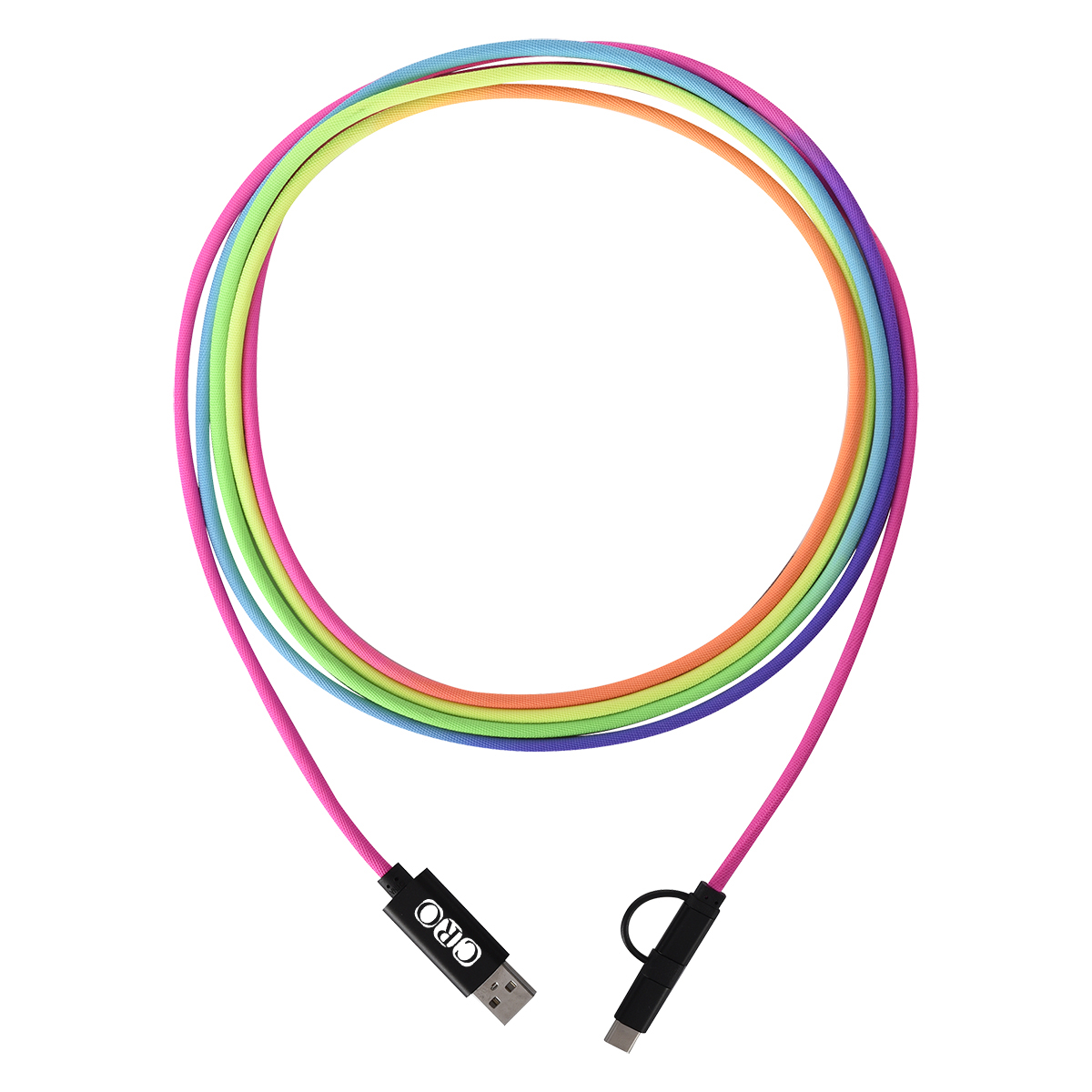 3-In-1 10 Ft. Rainbow Braided Charging Cable 3