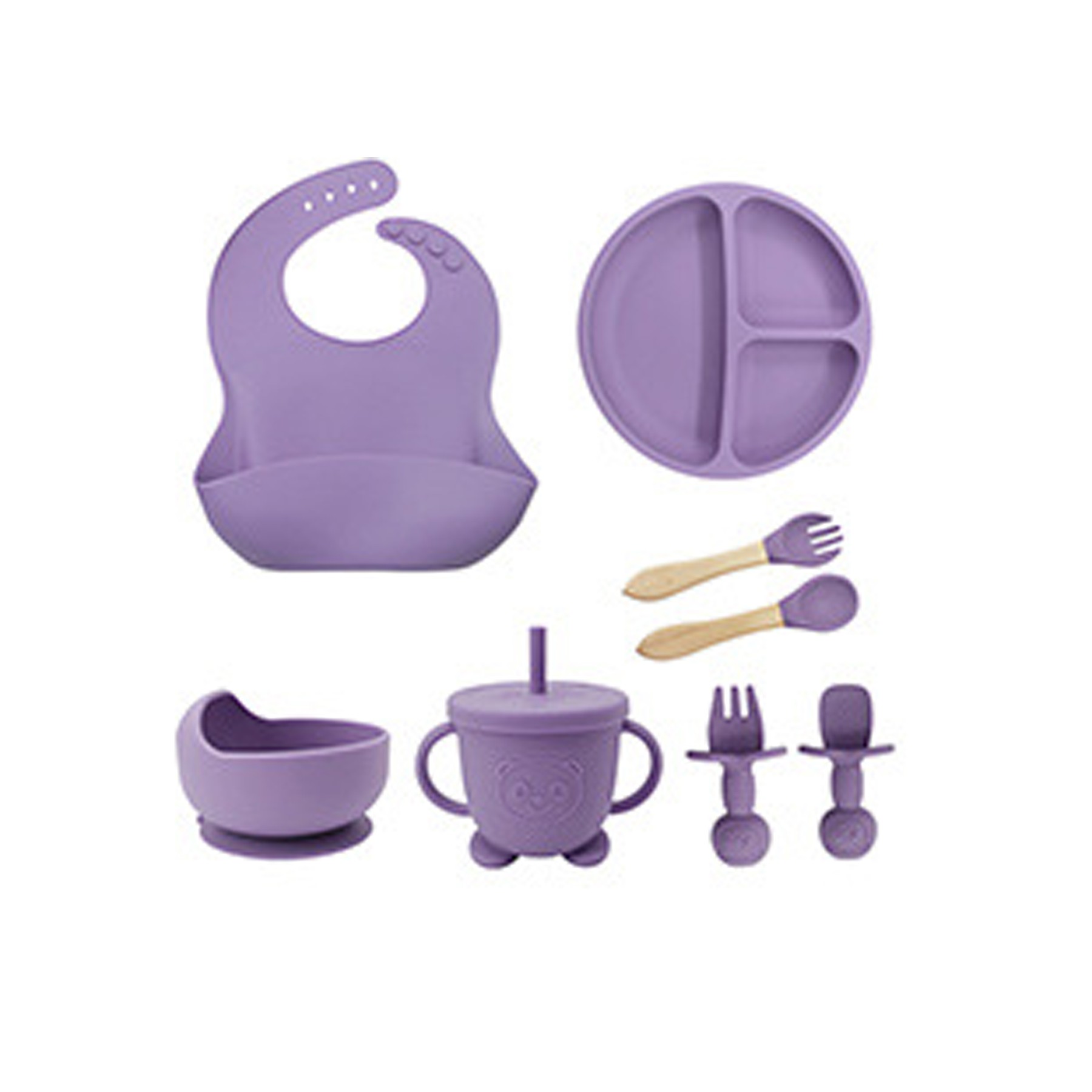 8pcs Silicone Baby Feeding Set 8
