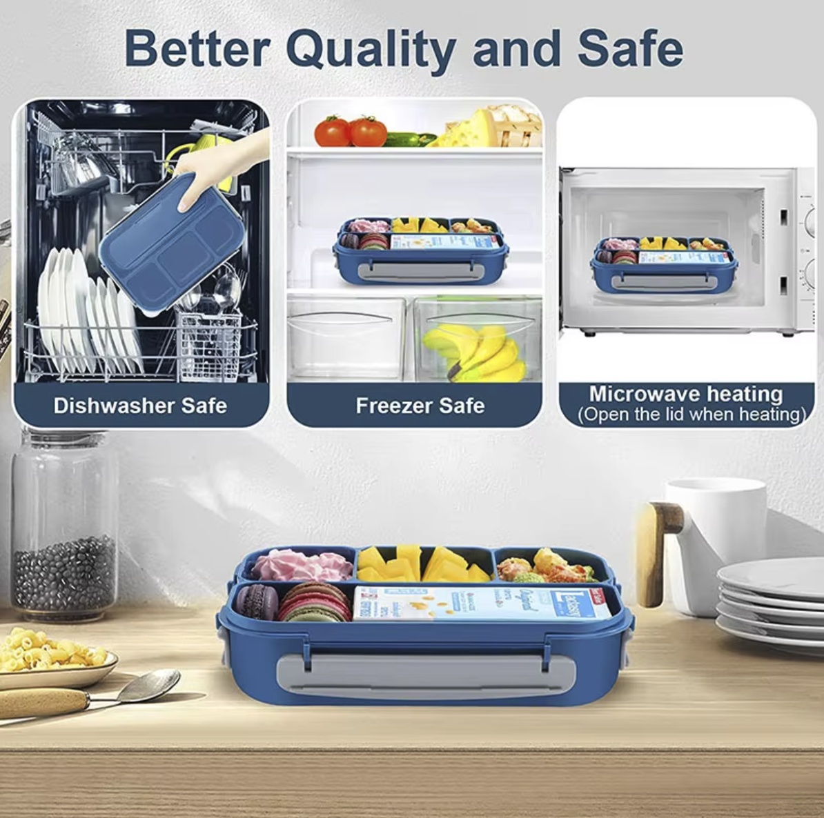 1300ML Bento Lunch Box Microwave/Dishwasher/Freezer Safe 3