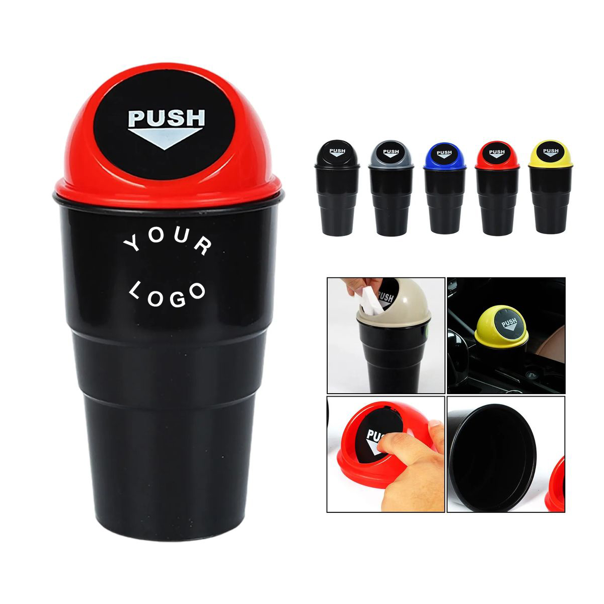 Compact Car Trash Bin with Push Lid 4