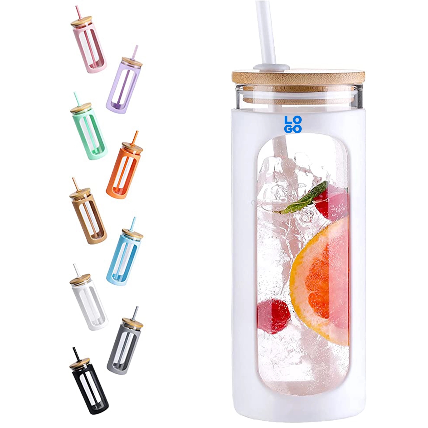 20 oz Glass Water Tumble with Straw and Lid 2