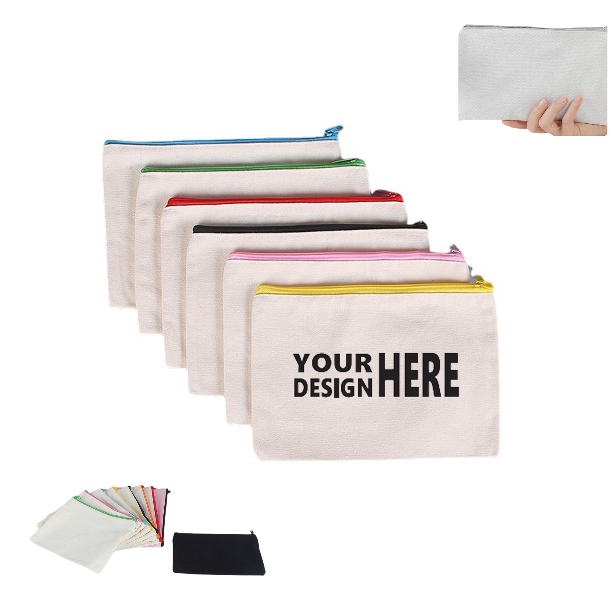 Blank Canvas Zipper Pouch Cotton Pen Case Eco-Friendly 2