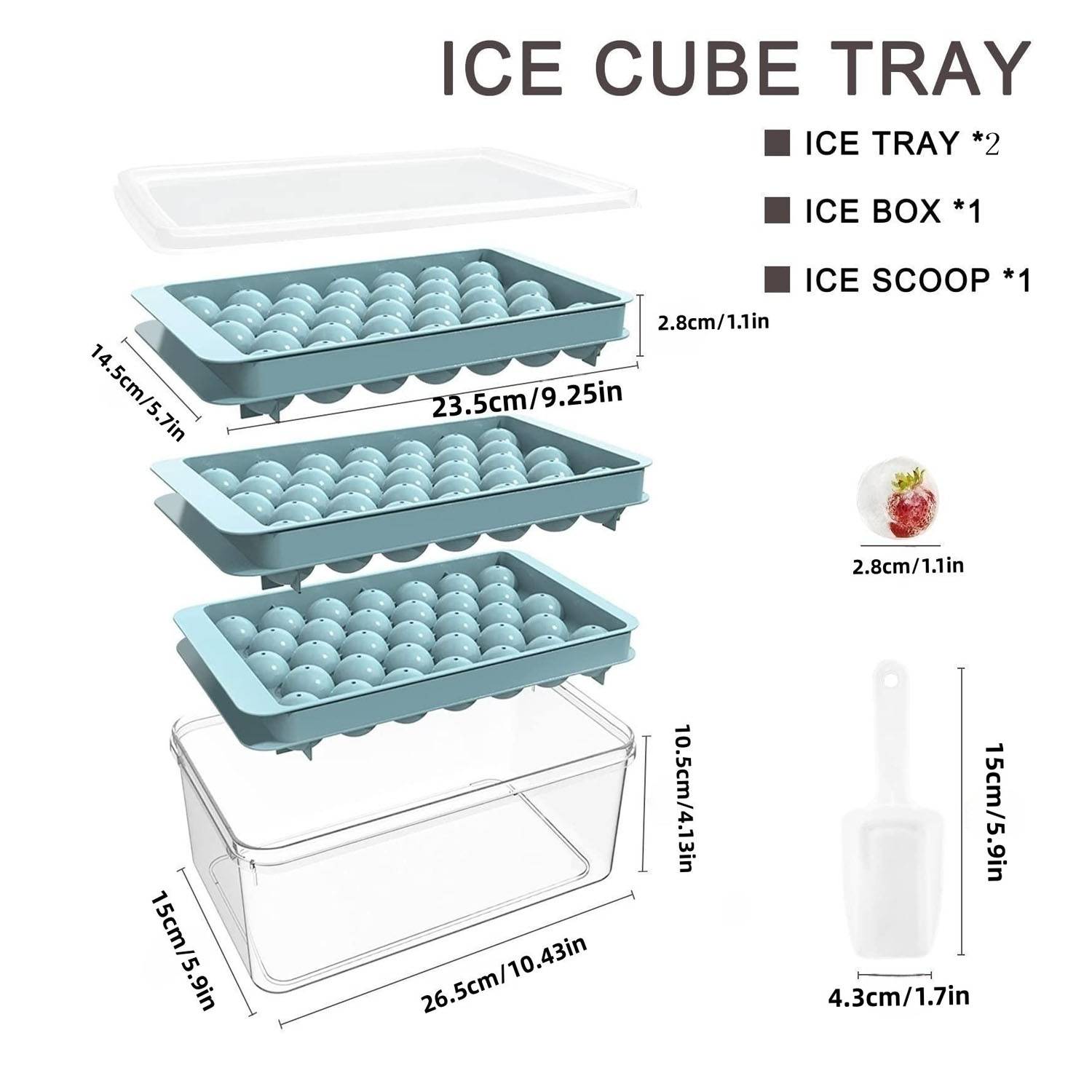 Round Ice Cube Tray w/ Lid & Bin 2