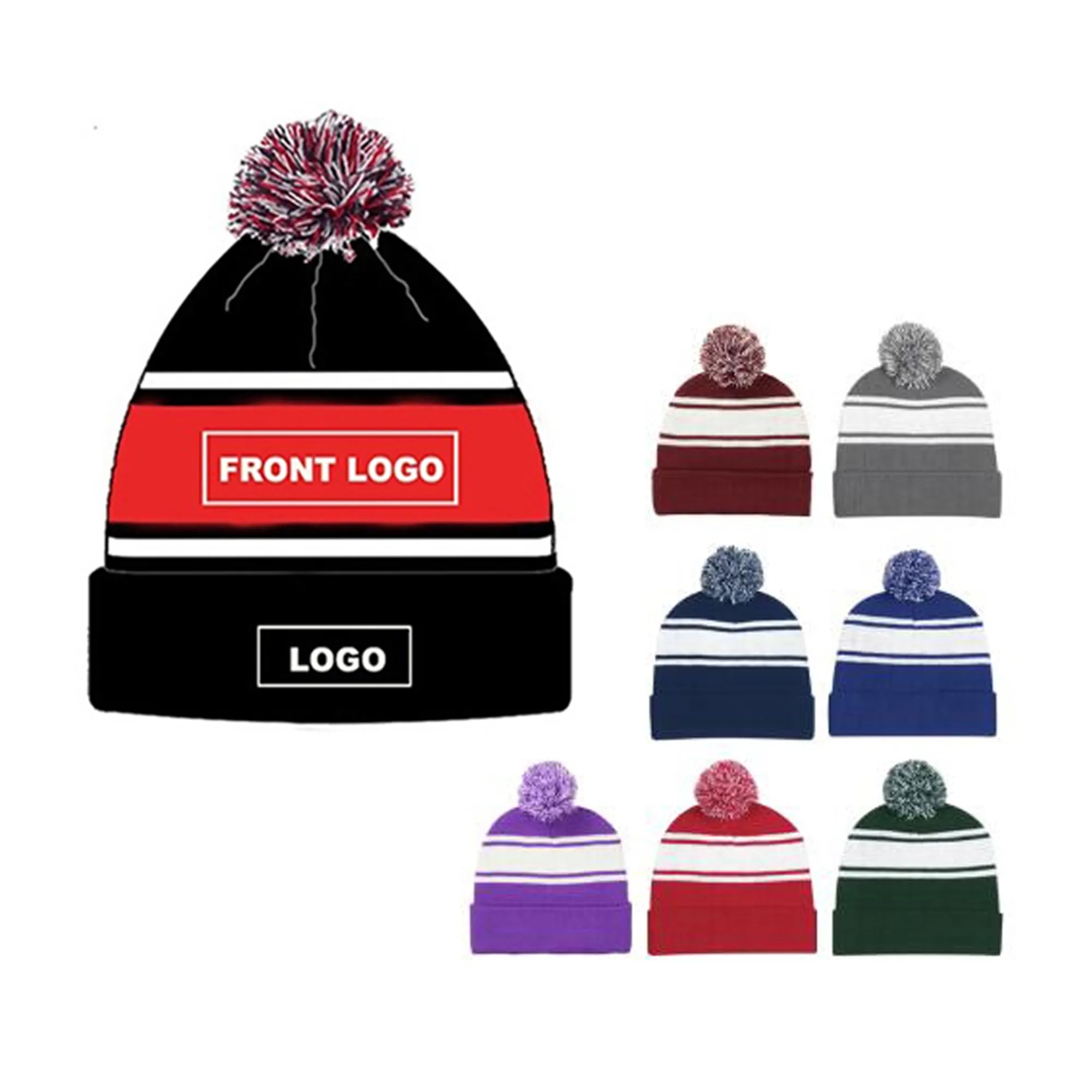 Pom Knit Adult Beanie Cap 3