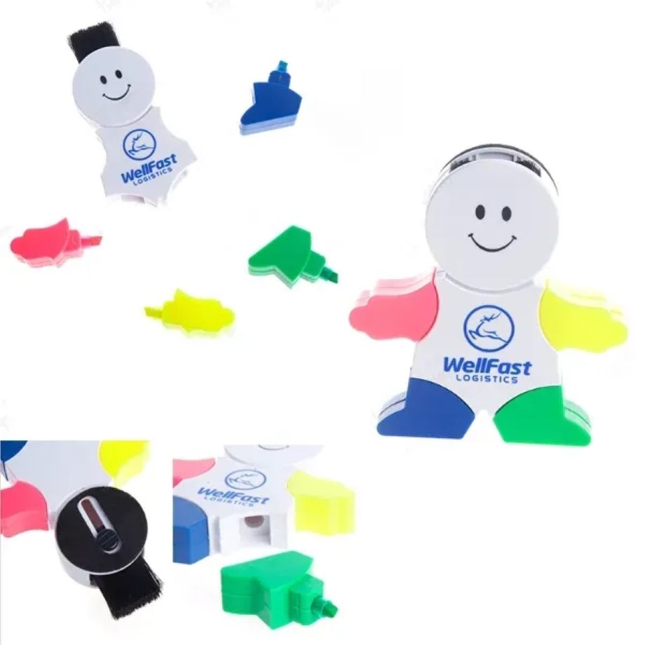 5 in 1 Man Shaped Highlighter Pen w/ Cleaning Brush 1
