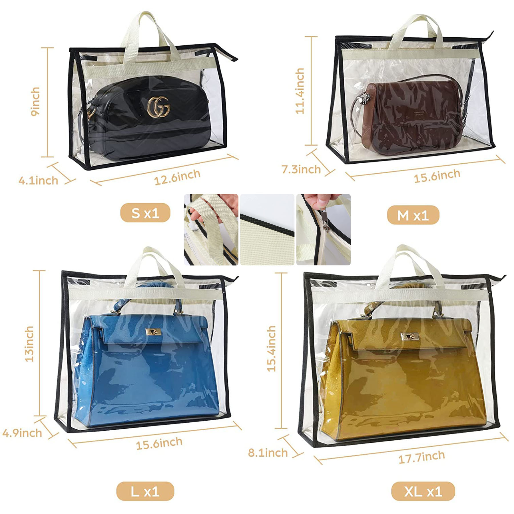 12.6 x 4.1 x 9 Inches Clear Handbag Storage Dust Bags 1