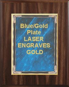 7" x 9" Classic Walnut Finish Plaque with a Blue Marble Mist Plate 2