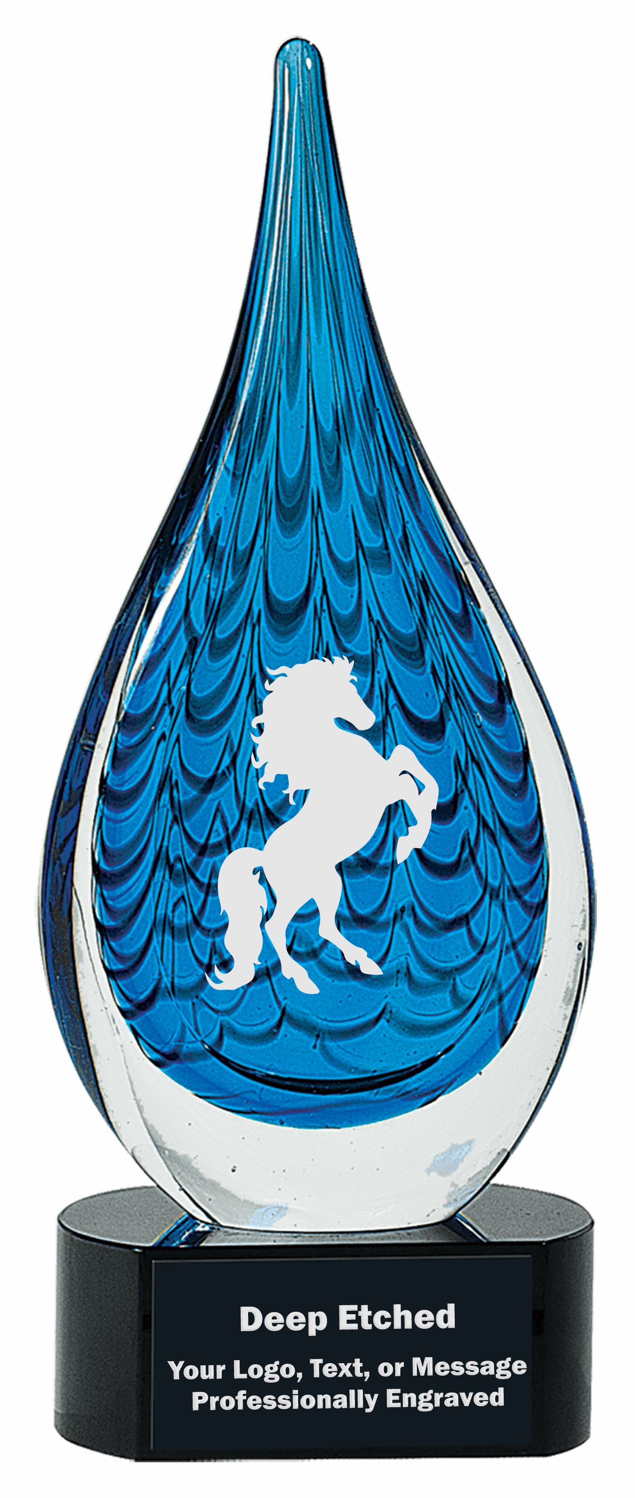 12 1/2" Blue Raindrop Art Glass Award