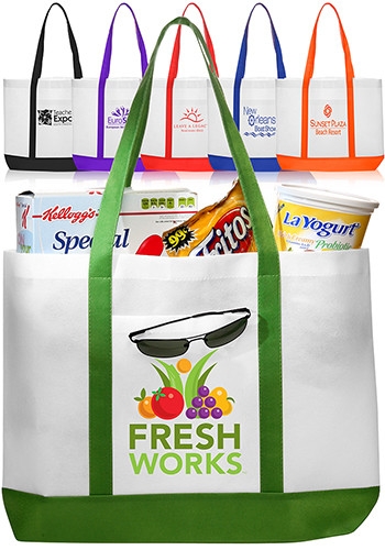 Non-Woven Tote Bag with Trim Colors - 18" W x 14" H 1