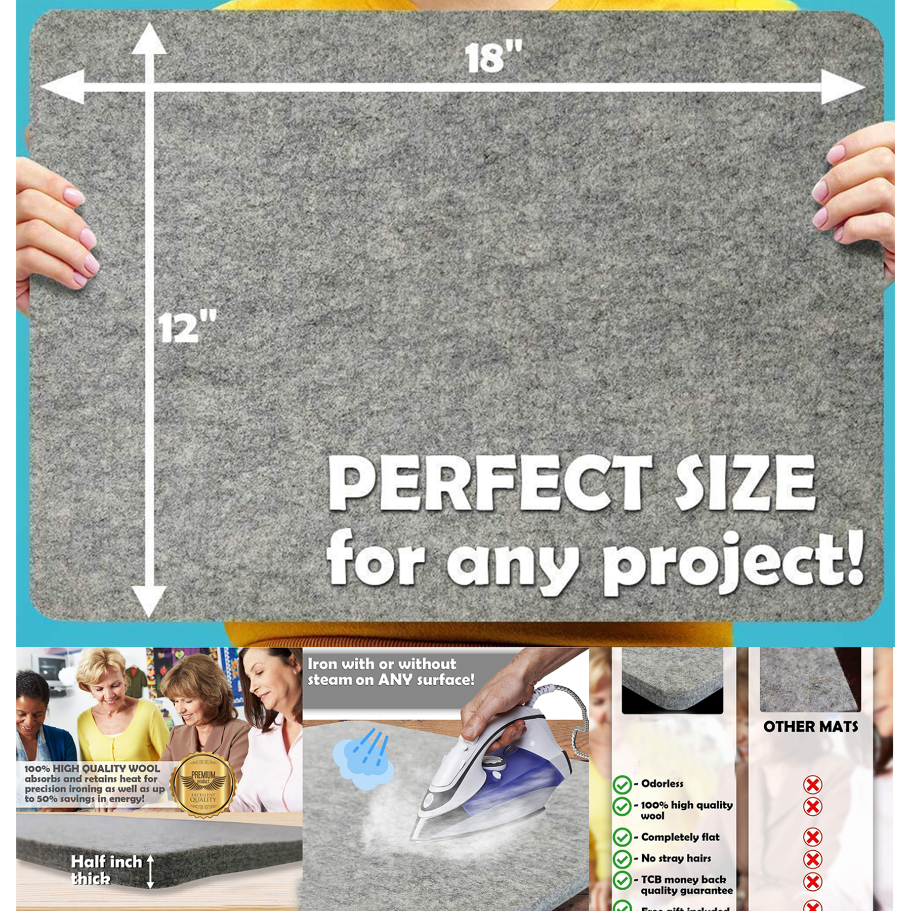 18" X 12" Wool Pressing Mat