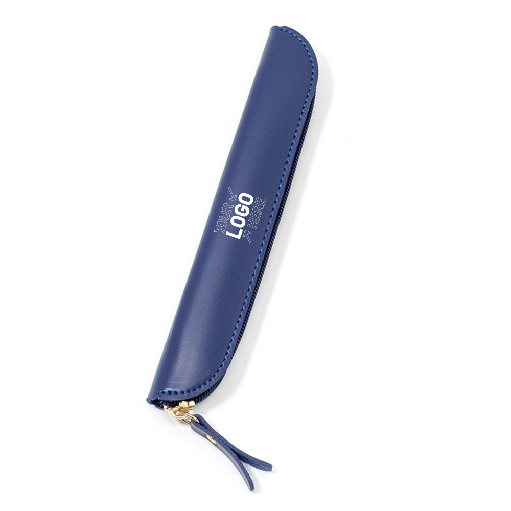 Simple Leather Zipper Pen Storage Pencil Case 5