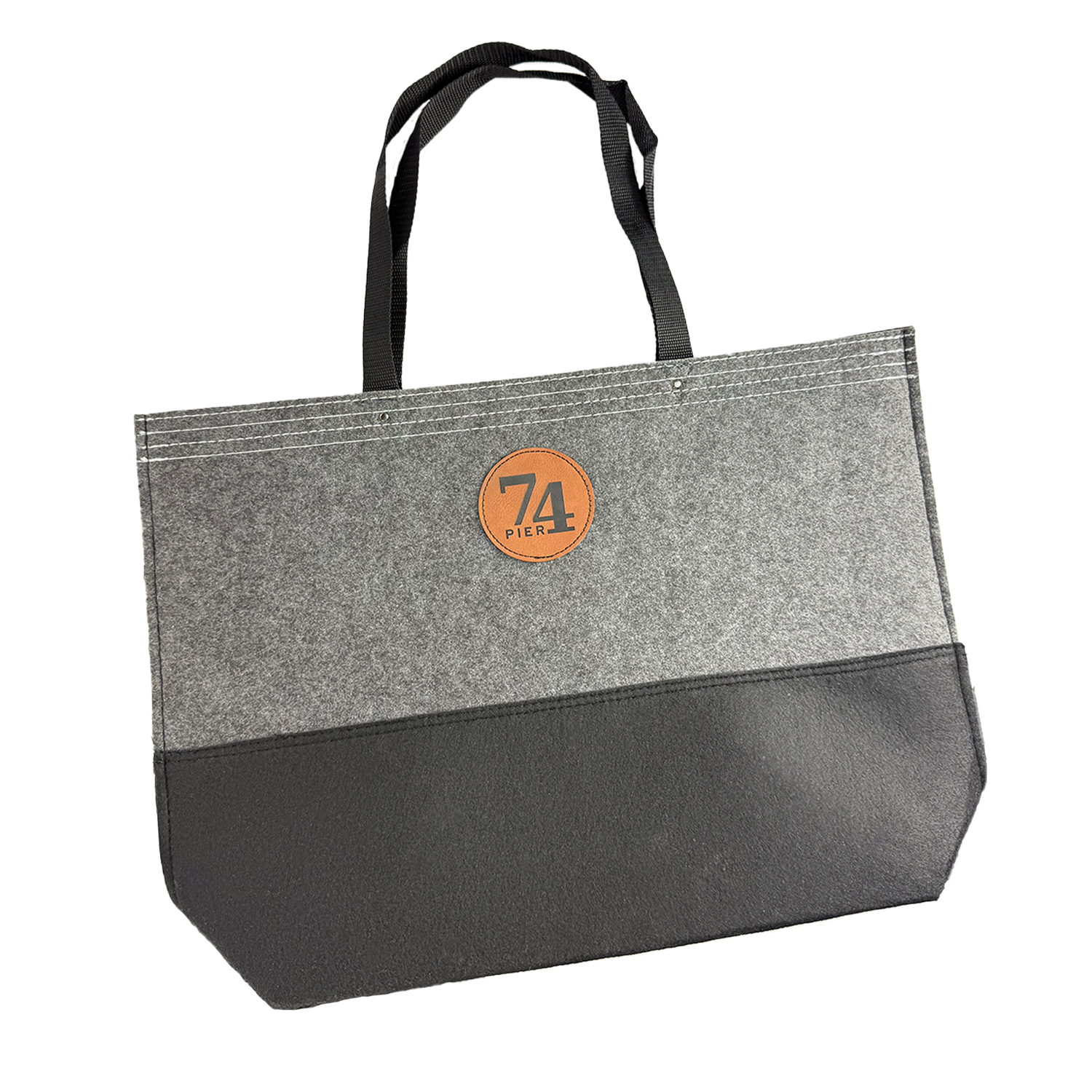 Large Felt Tote w/ Leatherette Patch