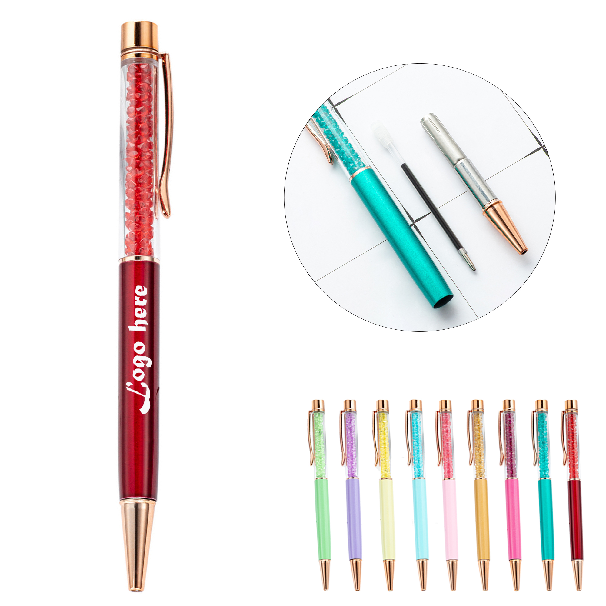 Office Rhinestone Pen with Rotating Colors 2