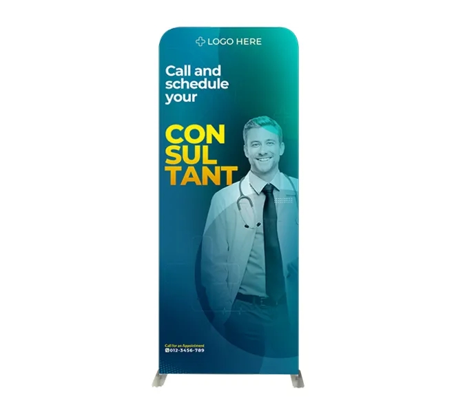 10ft Inline Trade Show Booth – Portable Backwall Display with Counter & Monitor Stand 5
