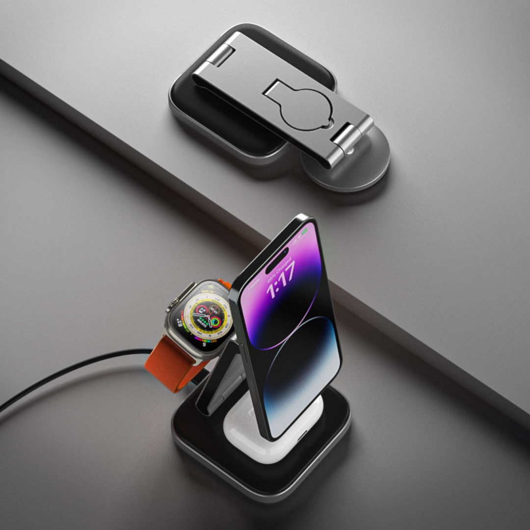 SATECHI® 3-in-1 Qi2 Wireless Charging Stand Type A,C,G Plugs 6