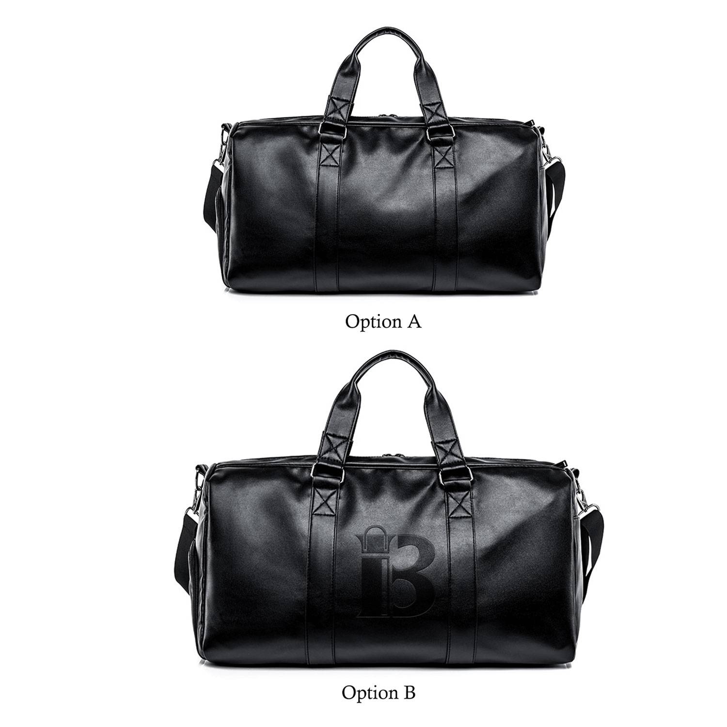 black spacious water-proof traveler PU leather Duffel Bag