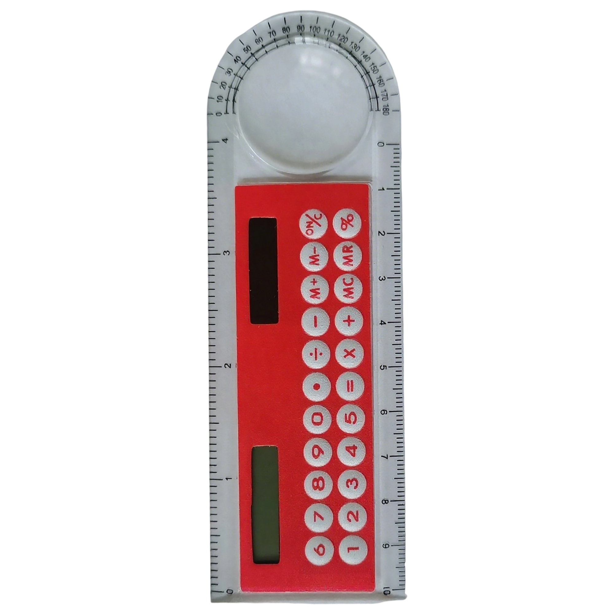 Plastic Solar Calculator Ruler With Protractor And Magnifier 5.2" 11
