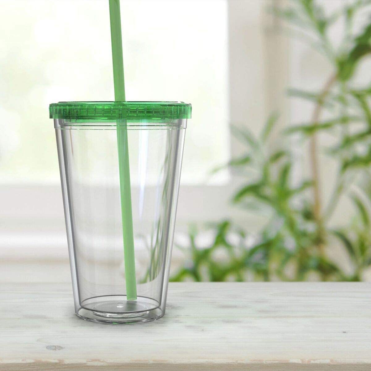 12oz Double Wall Plastic Cup with Straw 2