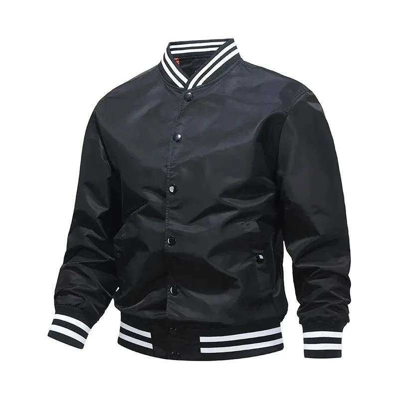 Men's Striped Trim Varsity Bomber Jacket 7