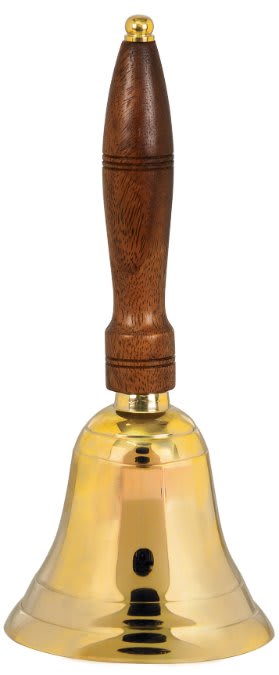 10 1/2" Brass School Bell with Wooden Handle 1