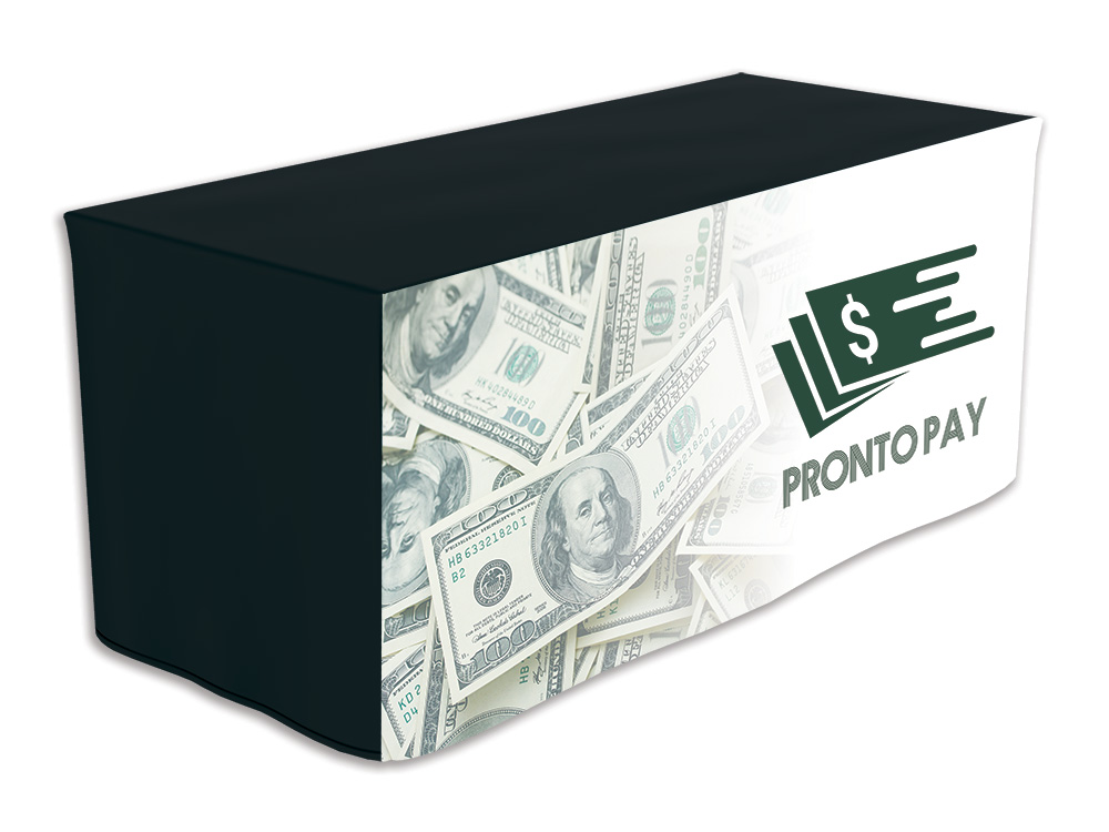6' Fitted, 4 Sided Dye Sublimation Front Panel Imprint Table Cover