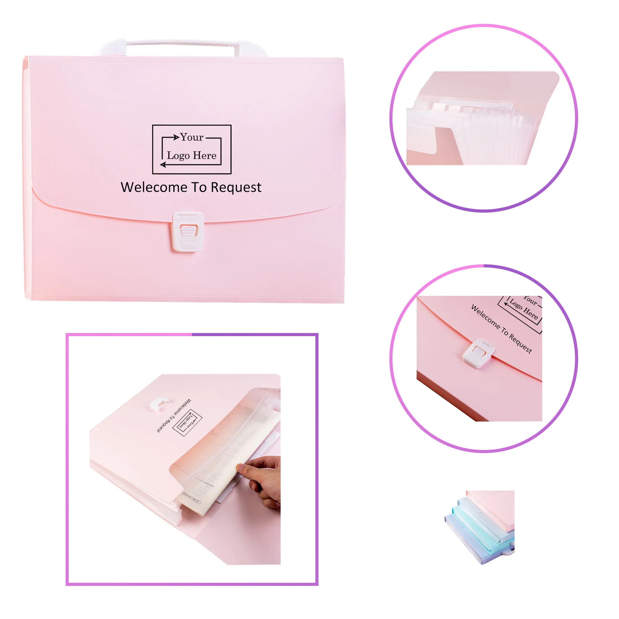 Silkscreen Plastic Expanding File Folder With Handle