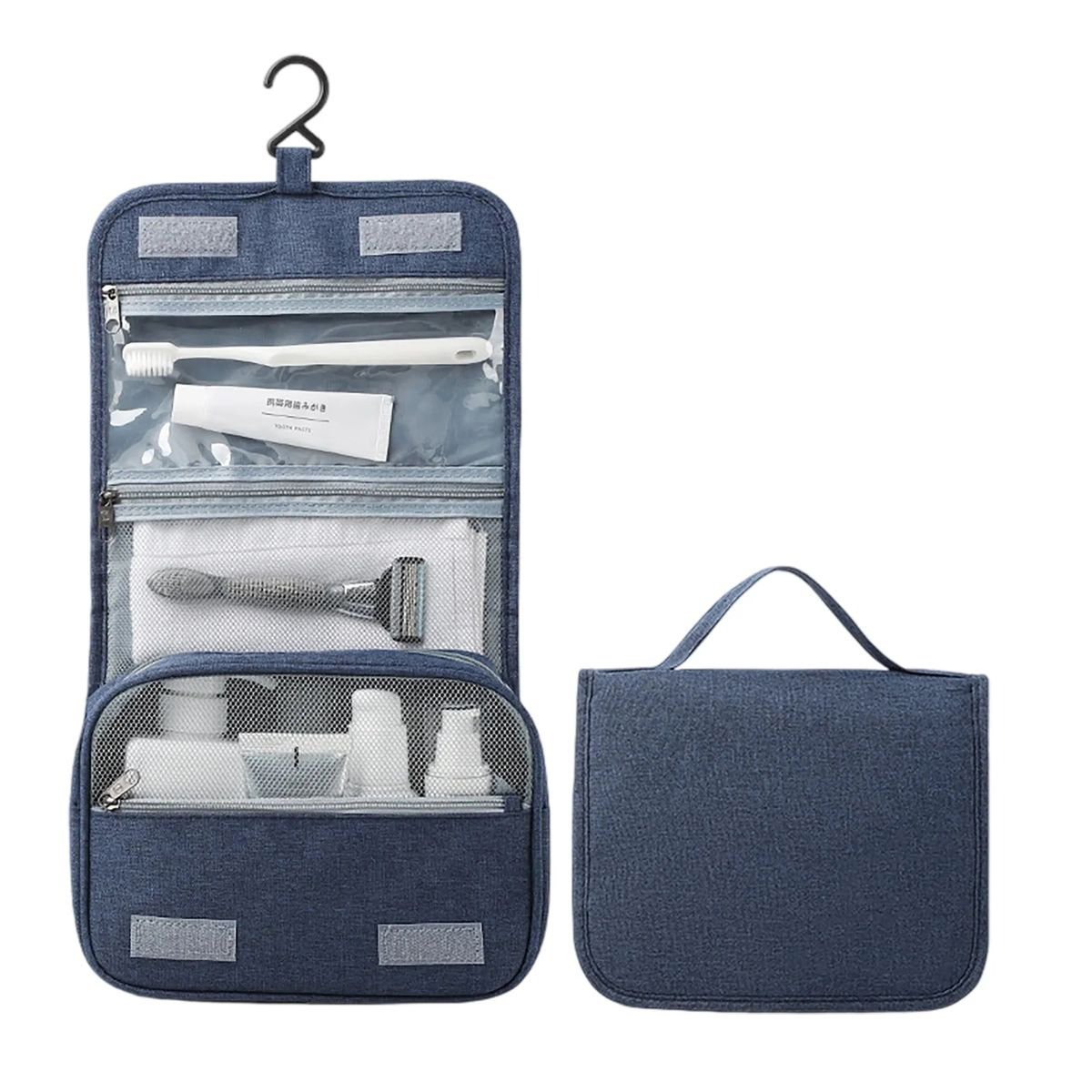 Multi-Compartment Terylene Toiletry Bag with Hangable Design 2
