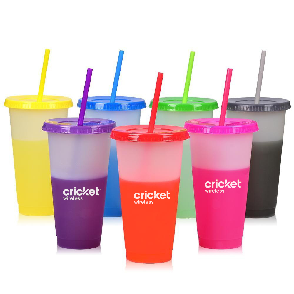 24oz. Reusable Cups with Lids and Straws 8