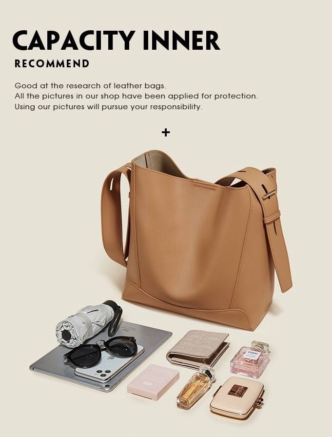 Genuine Leather Tote Bucket Bag 4