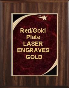 7" x 9" Classic Walnut Finish Plaque with a Red Victory Star Marble Plate 2