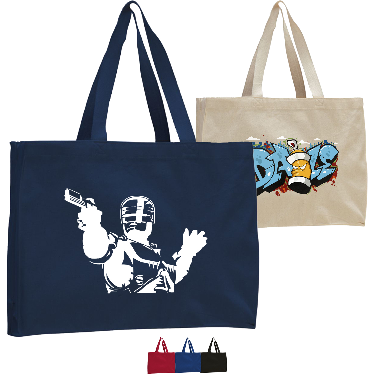 12 oz. Cotton Canvas Gusset Tote Bag w/ Web Handles USA Decorated (15" x 12") 1