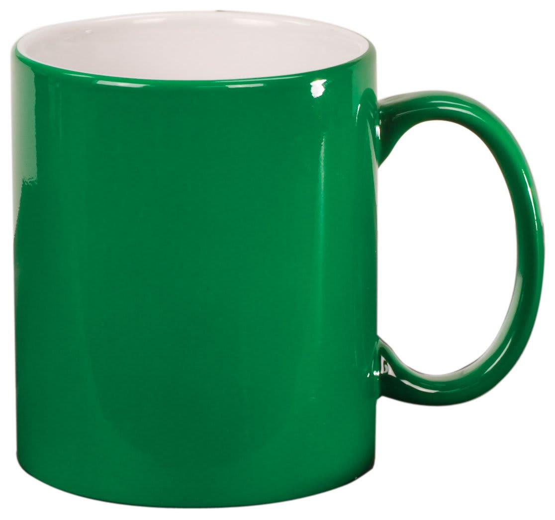 11 oz. Green Ceramic Round LazerMug 1