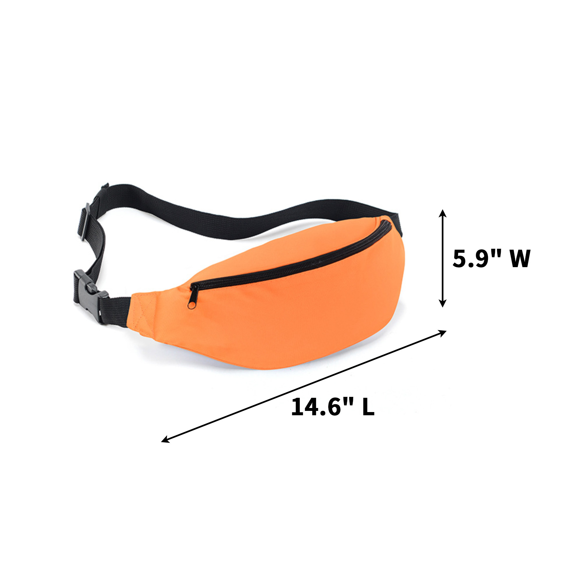 Polyester Fanny Pack With Three Zip Pockets 14.6" 8