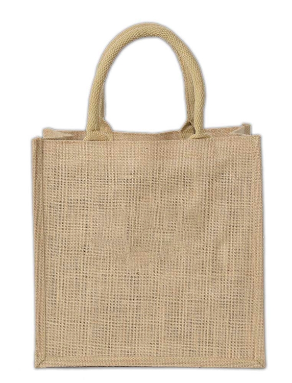"Cozumel" Medium Laminated Burlap Tote Bag 12x7x12" 3