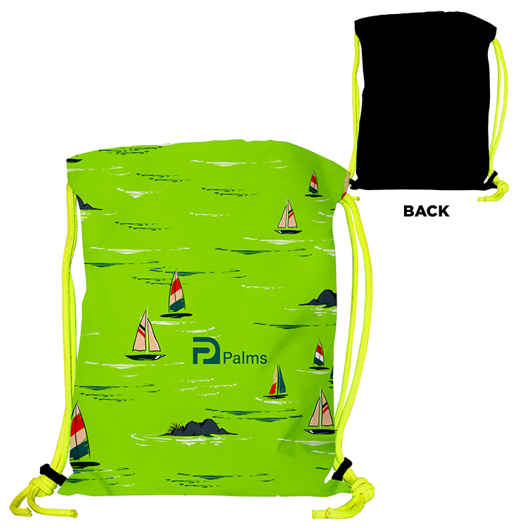 Super Drawstring Pack (One side Imprint)-Neon Yellow Heavy Rope 2