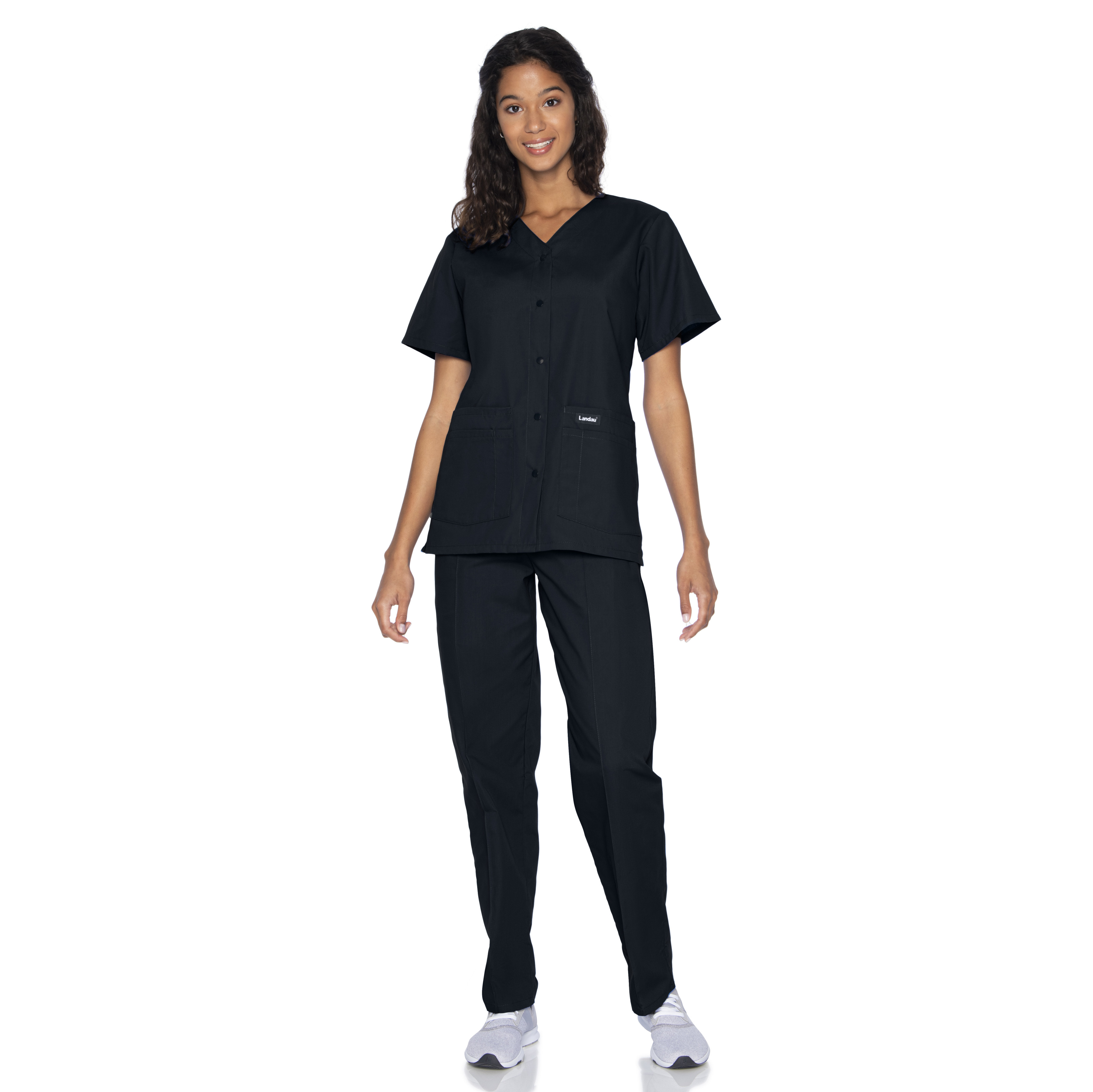Landau - Essentials - Women's Four-Pocket Snap-Front V-Neck Top 27