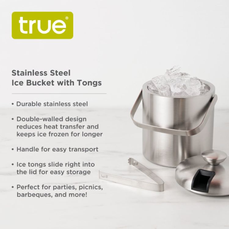 True® Stainless Steel Ice Bucket with Tongs 8