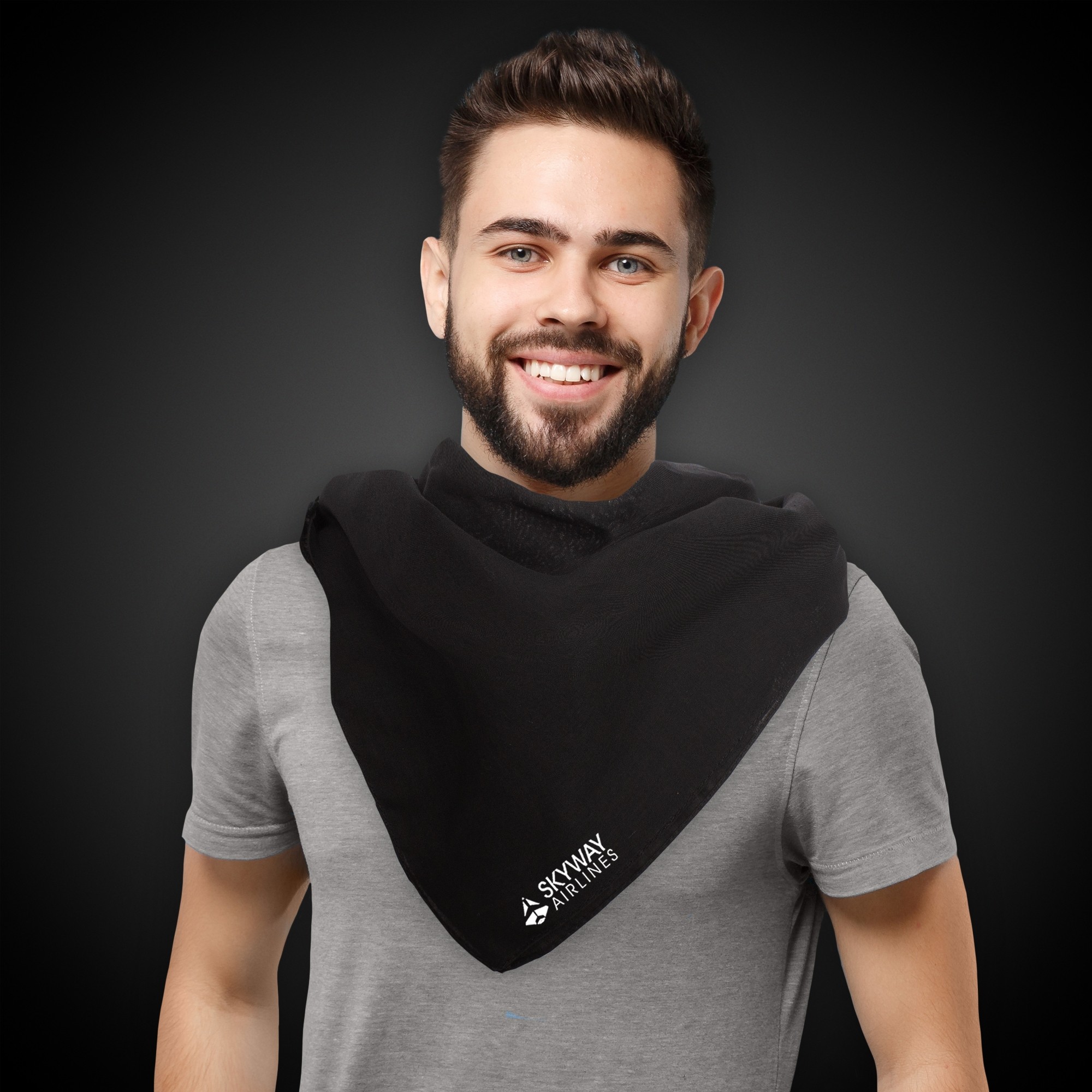 Solid Black 22" x 22" Cotton Bandana 2