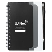 5" x 7" Recycled Dual Pocket Spiral Notebook w Pen 2