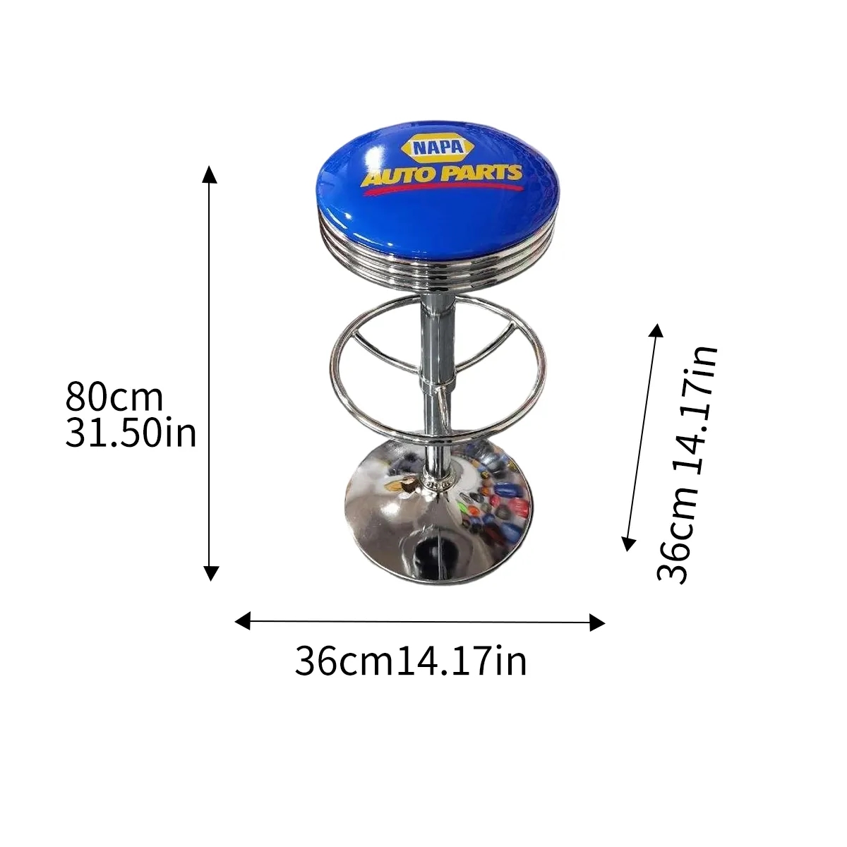 Adjustable Swivel Bar Stool With Chrome Base 2