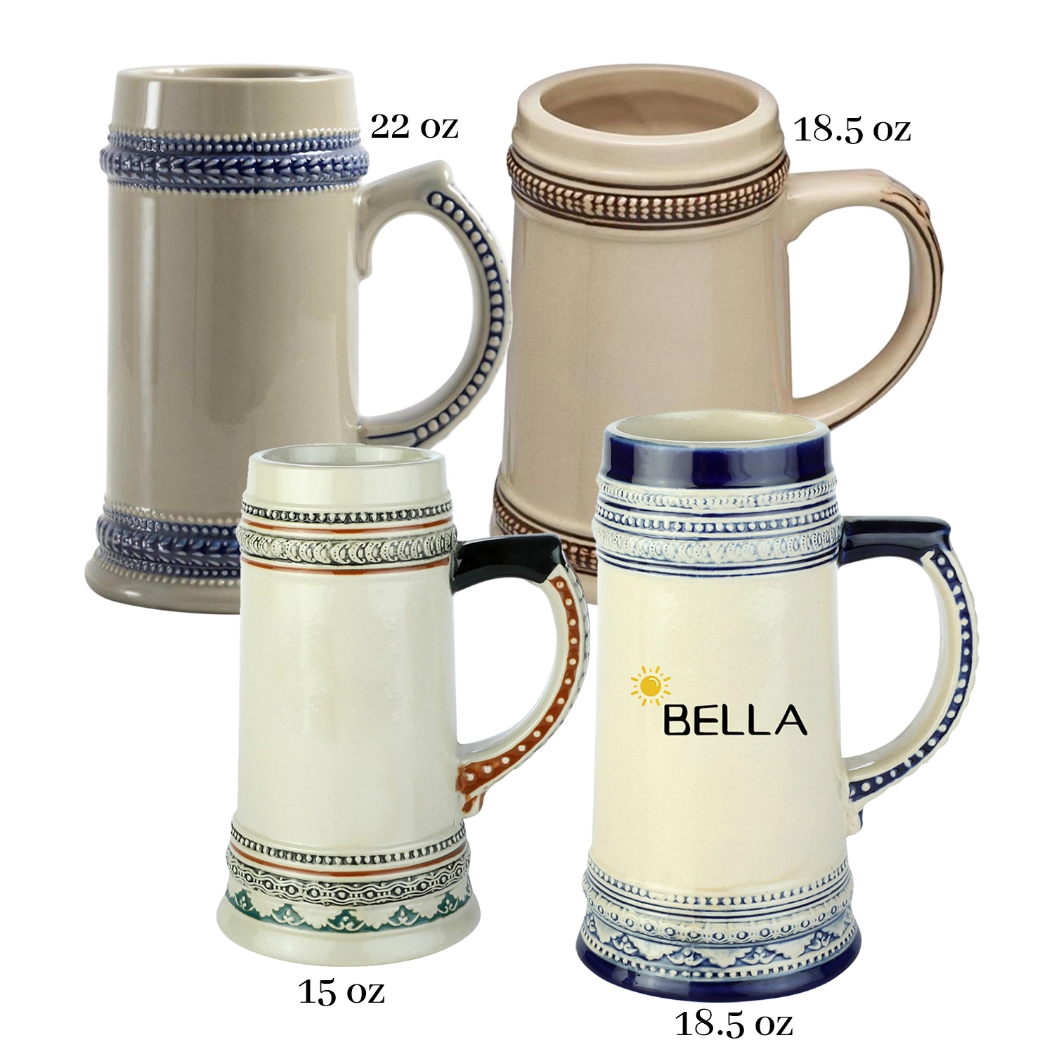 15 Oz Vintage German Ceramic Beer Mugs 4