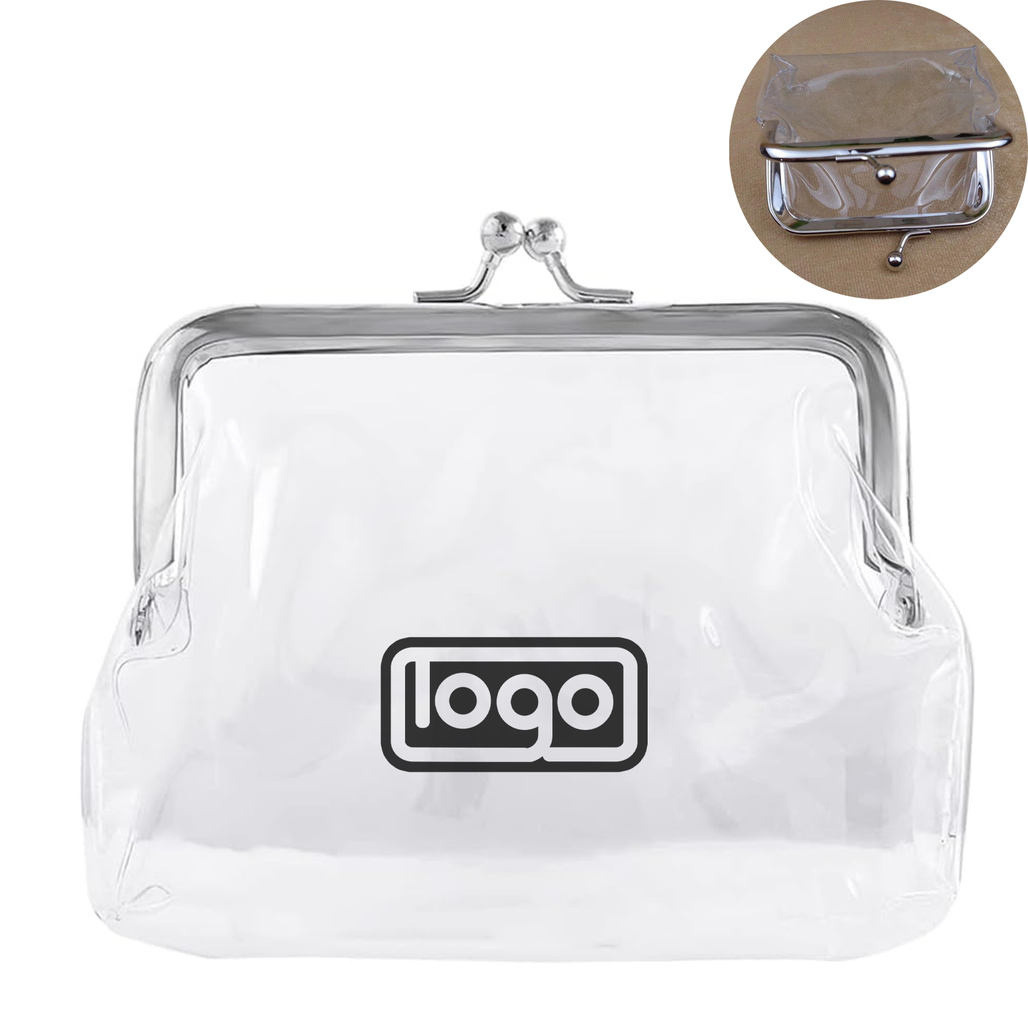 Clear PVC Iron Clip Card Cash Keys Coin Purse 5